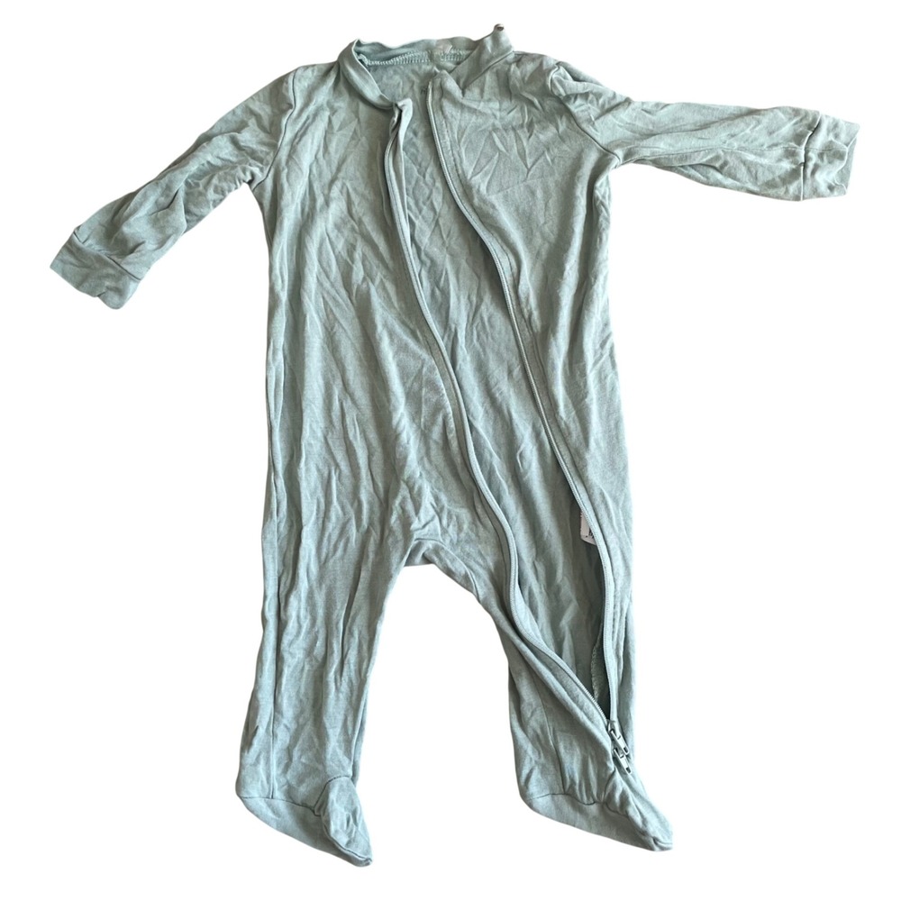 Milkberry 0-3M Bamboo Sage Green 1-Piece Baby Footie‎ Sleeper zip Long Sleeves